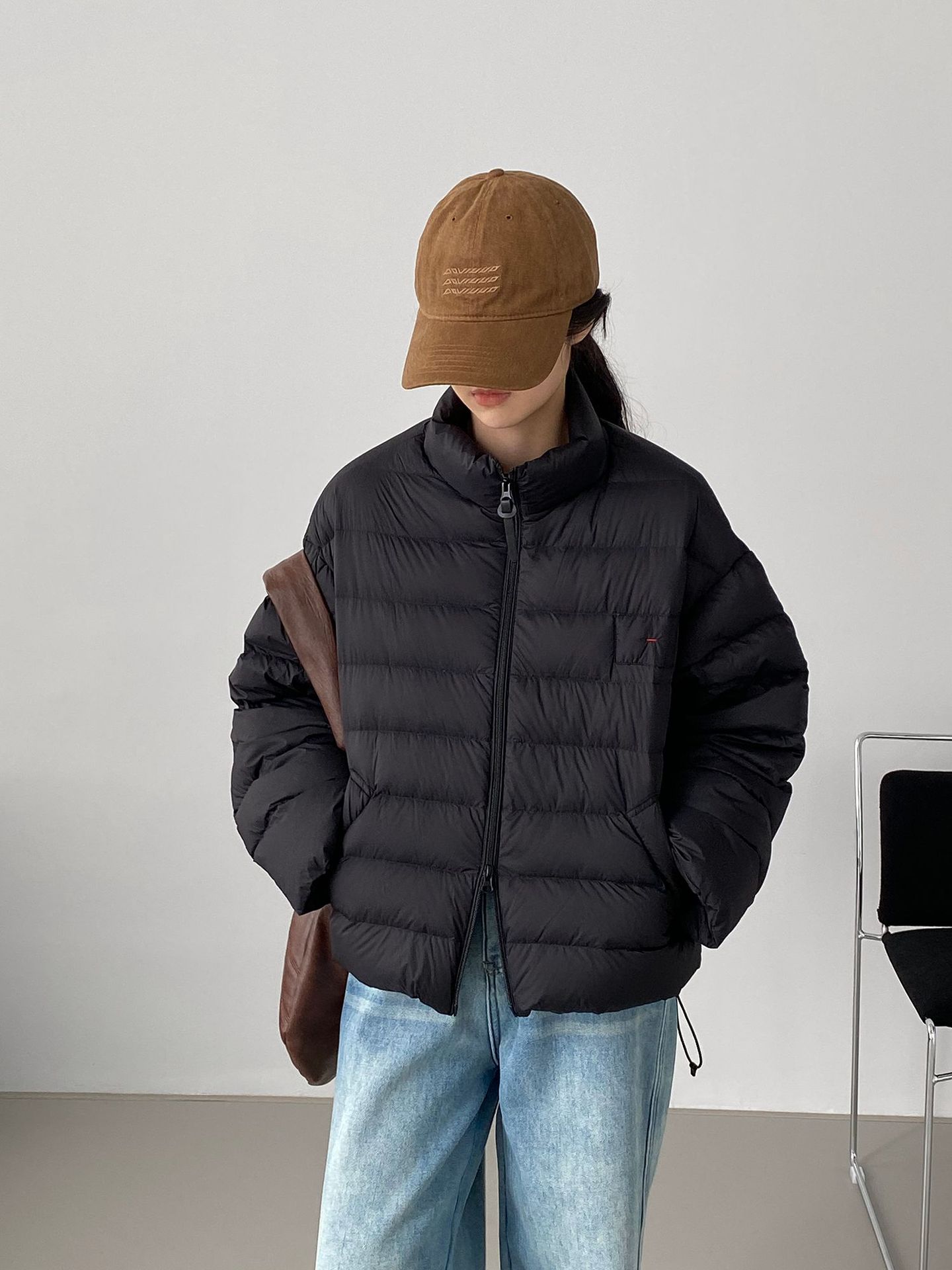 구름감 한류의 심플한 차이나 다운점퍼 파스텔 톤 오버 빵점퍼