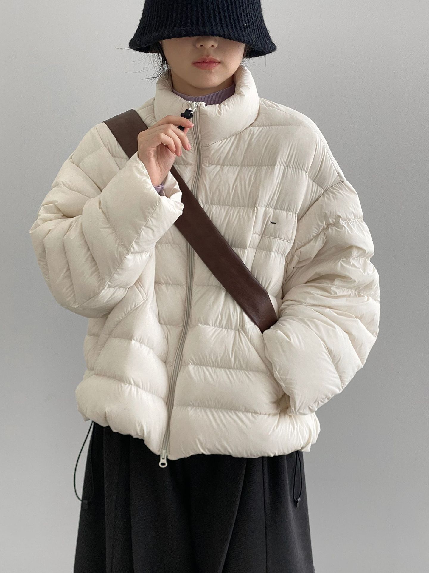 구름감 한류의 심플한 차이나 다운점퍼 파스텔 톤 오버 빵점퍼