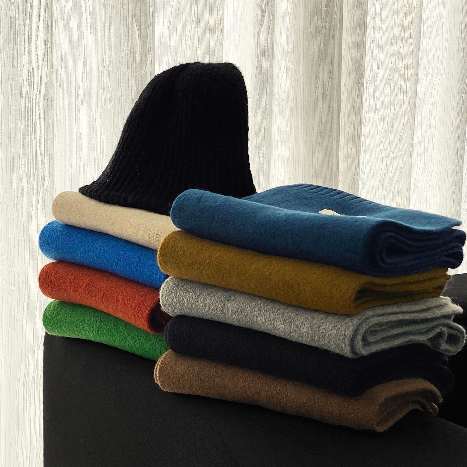 분위기 아이템 코리아 100 울 원단 보온 머플러 여성용 커플 니트 목도리