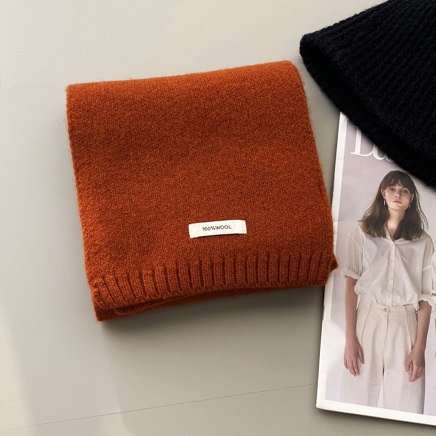 분위기 아이템 코리아 100 울 원단 보온 머플러 여성용 커플 니트 목도리