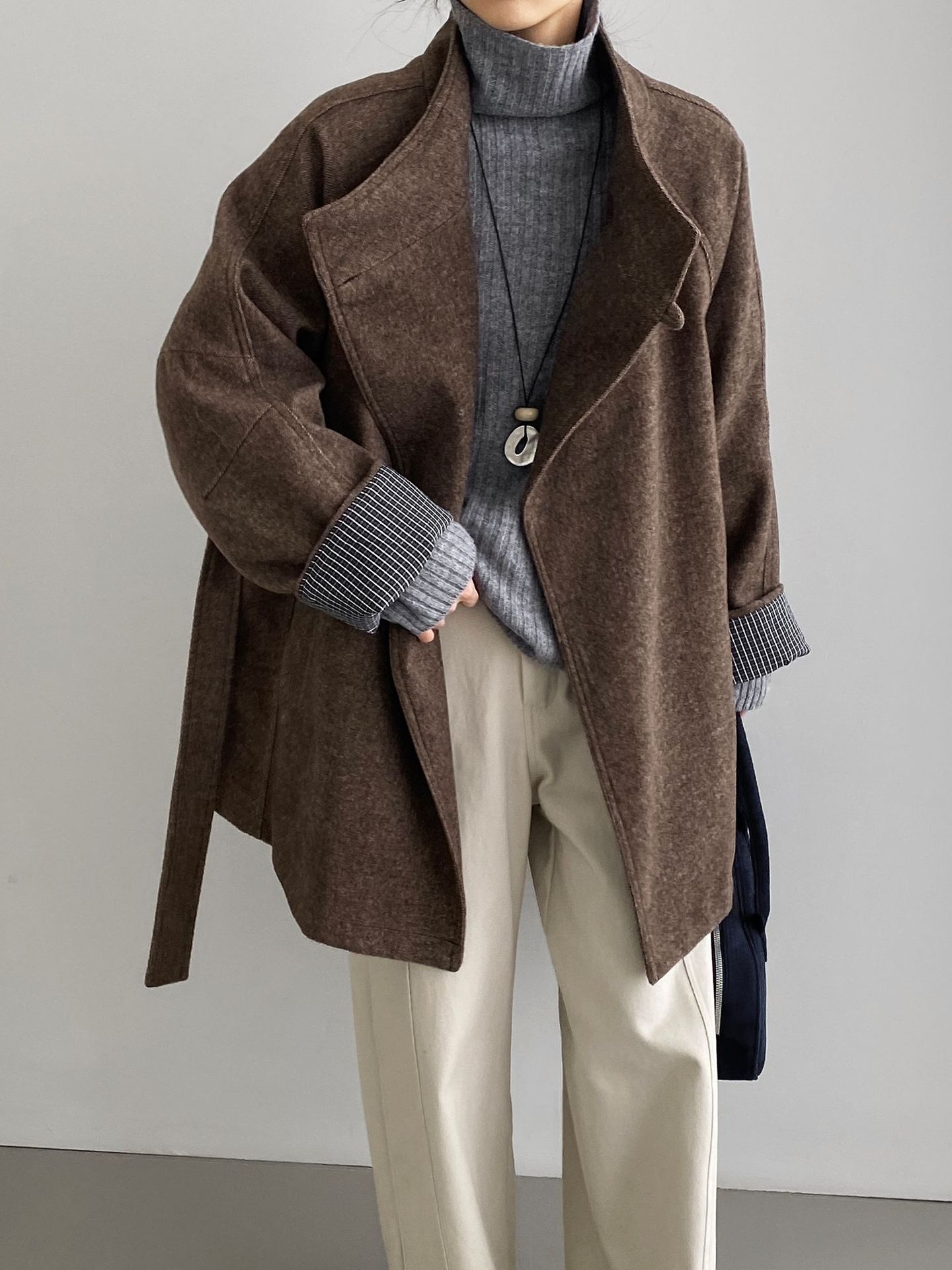 겨울 고급감 90 화이트 오리털 속관 차이나 쿼드 체크 트렌치코트 패딩점퍼녀