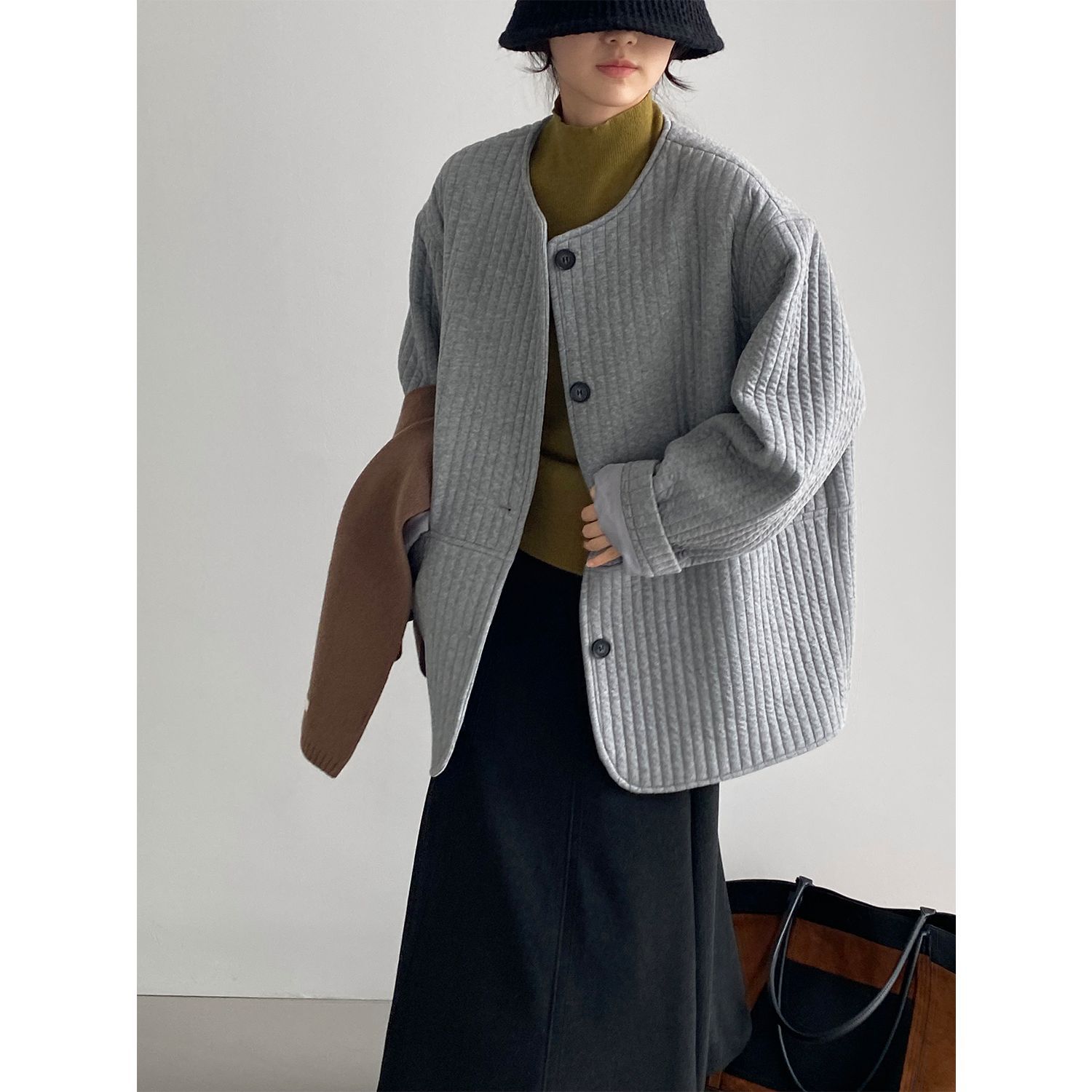 기질 나른한 얇은 솜옷 여성용 수놓은 솜옷 헐렁한 솜옷