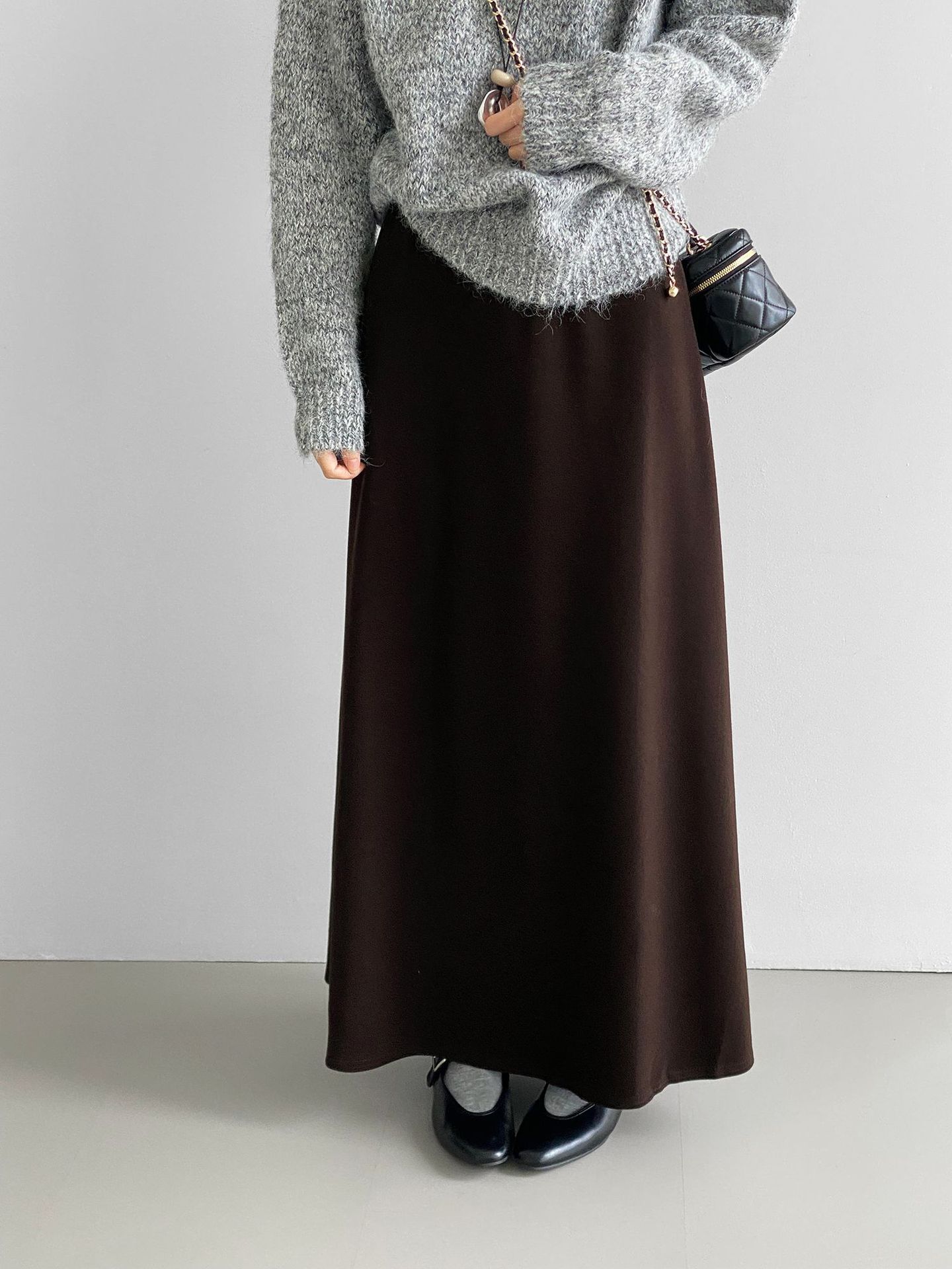 기모지 슬림 스커트 순수한 컬러의 시크한 스커트, 여자는 날씬해 보이는 a 라인 스커트