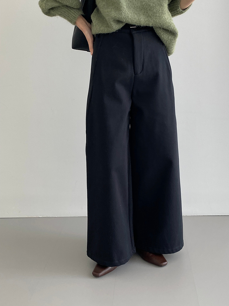 면 100면 하이웨이스트 날씬해 보이는 기모 통 와이드 팬츠여성 캐주얼 만점 롱 팬츠입니다