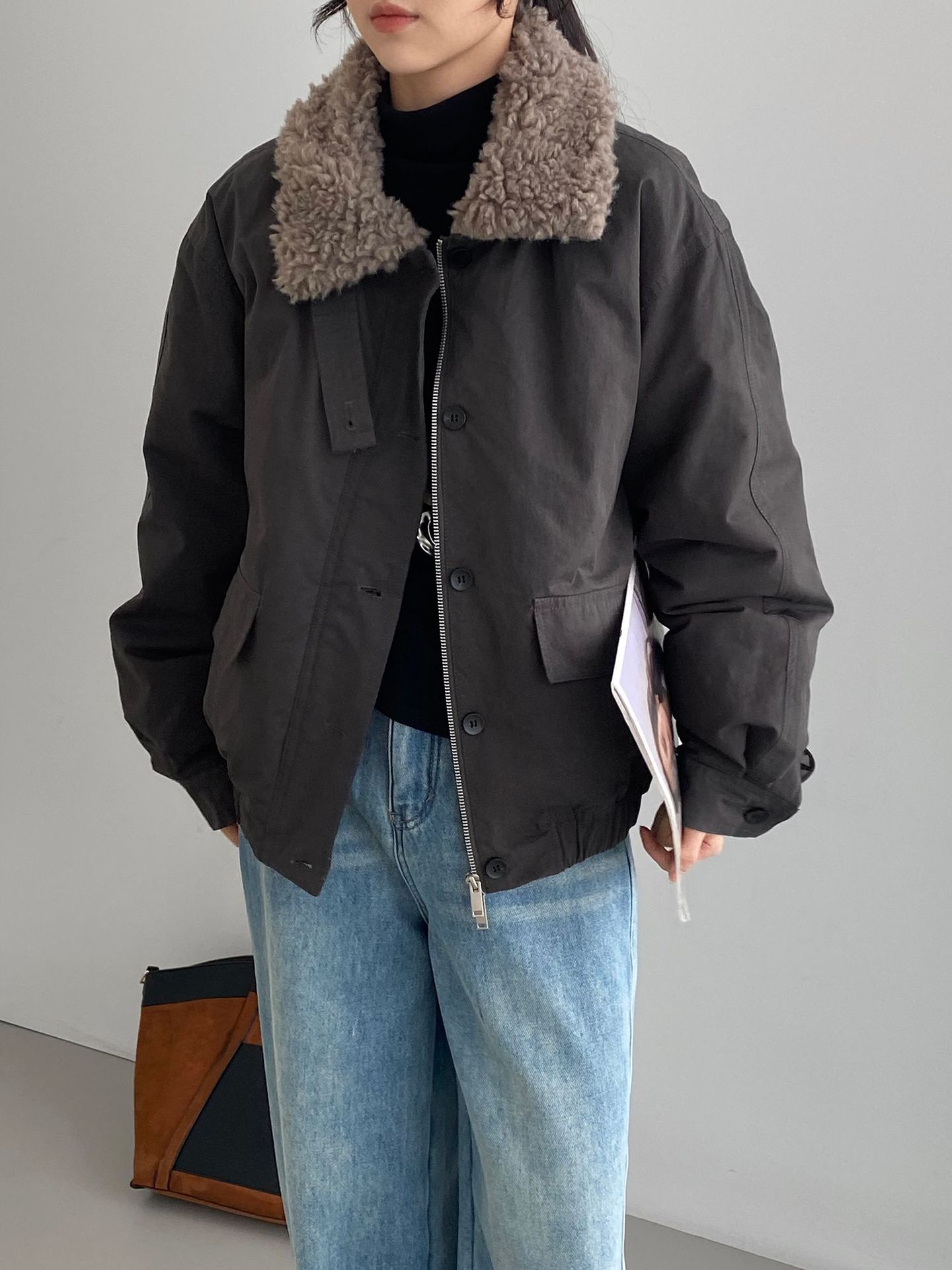 빈티지 바인드 스웨이드 파카 패딩 패딩 우먼 화이트 오리털로 두툼한 핫 코트