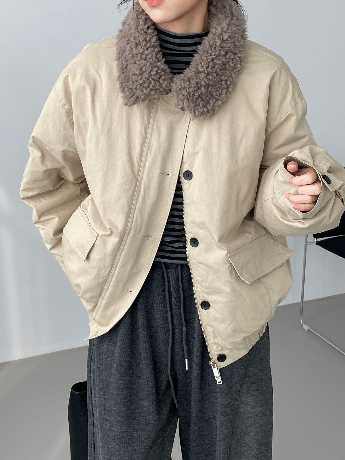 빈티지 바인드 스웨이드 파카 패딩 패딩 우먼 화이트 오리털로 두툼한 핫 코트