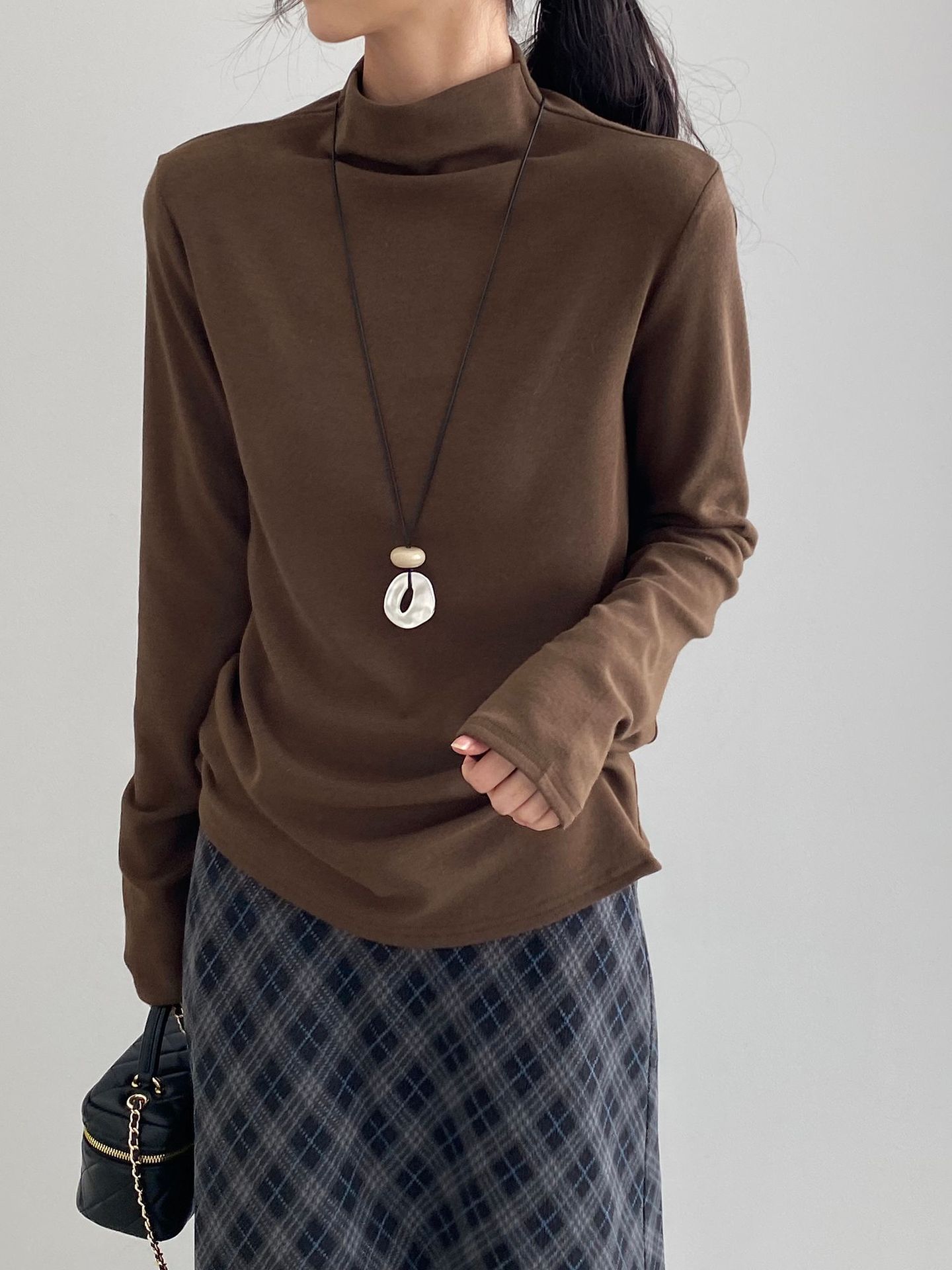 이너 솔리드 기모 반폴라 이너 슬림한 스판 탑