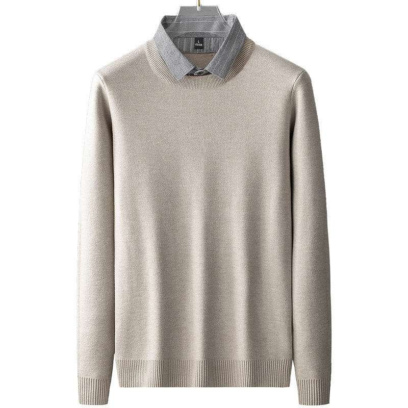 기모 두툼한 니트 패치 남성 셔츠 두 벌 칼라 캐주얼 니트 2025 스웨터 겨울 신상