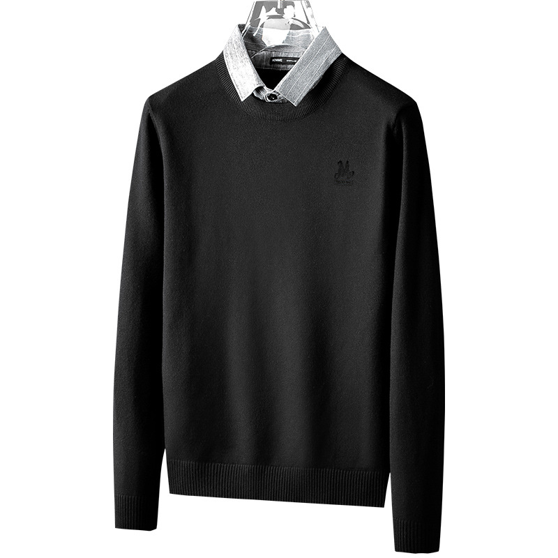 신상품 가짜 공예 스웨터 남성 긴팔 어디에나 잘 어울리는 스타일리시한 칼라 셔츠 캐주얼 남성 니트 남성