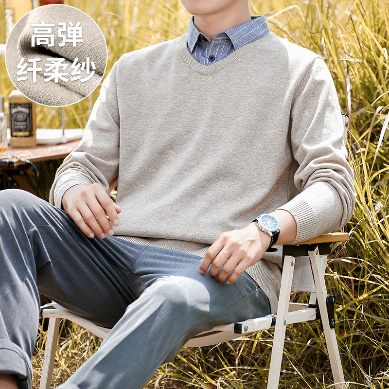 봄가을 스웨터 남성 패치 두 벌 칼라 셔츠 캐주얼 니트 신상품 트렌드 센스 한벌 슬림 스웨터