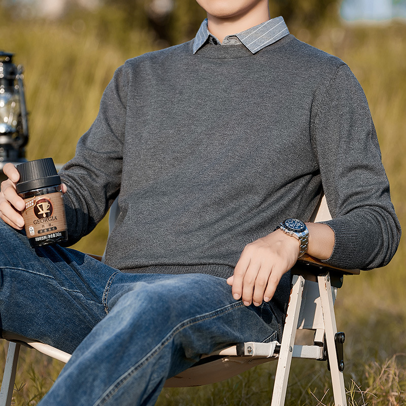 봄가을 스웨터 남성 패치 두 벌 칼라 셔츠 캐주얼 니트 신상품 트렌드 센스 한벌 슬림 스웨터