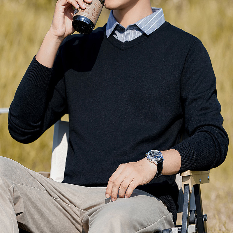 봄가을 스웨터 남성 패치 두 벌 칼라 셔츠 캐주얼 니트 신상품 트렌드 센스 한벌 슬림 스웨터