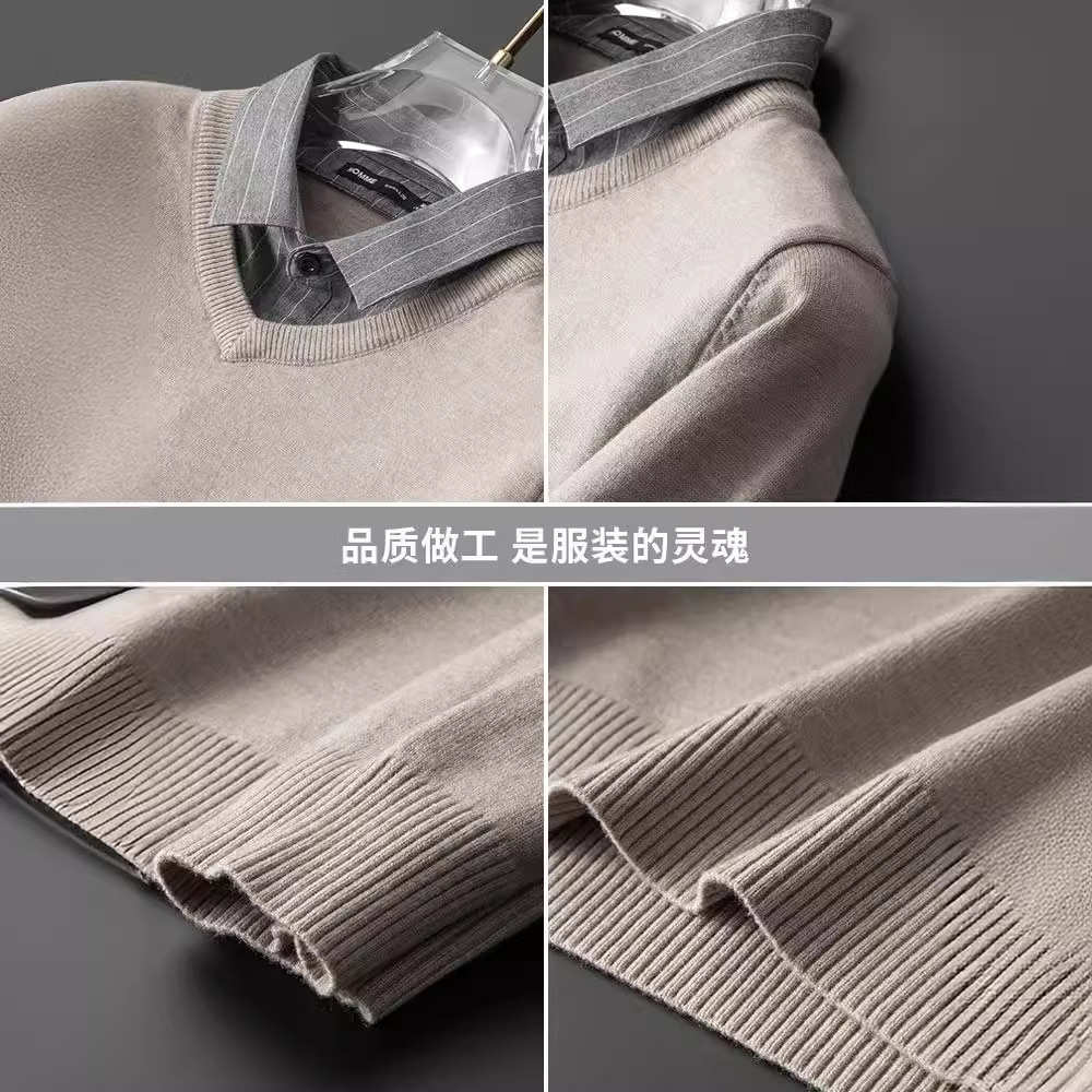 봄가을 스웨터 남성 패치 두 벌 칼라 셔츠 캐주얼 니트 신상품 트렌드 센스 한벌 슬림 스웨터