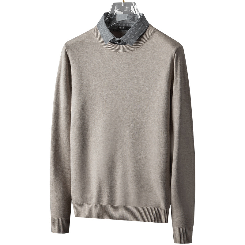 인조 스웨터 두 장 남성 셔츠 칼라 가을 겨울 일체형 융 니트 기모 기모 보온 캐주얼 비즈니스 스웨터