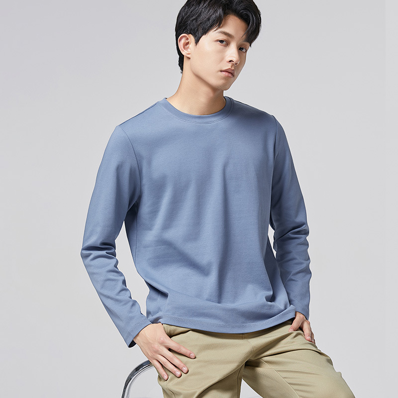 경량 럭셔리 티셔츠 남성 루즈핏 라운드 봄가을 이너 긴팔 탑 훌리건 쿨한 캐주얼 실켓면