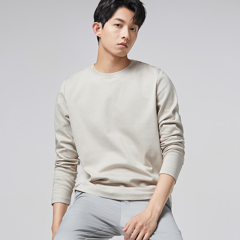 경량 럭셔리 티셔츠 남성 루즈핏 라운드 봄가을 이너 긴팔 탑 훌리건 쿨한 캐주얼 실켓면