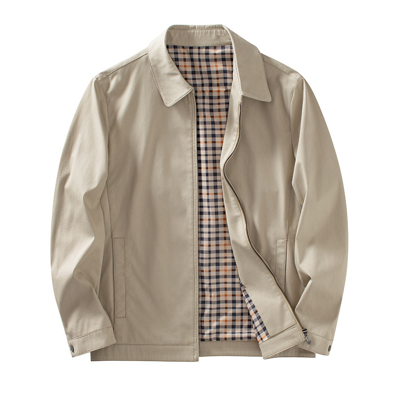 면 100 하이엔드 비즈니스 중장년 아빠 가을 아우터 남성 터틀넥 재킷 봄 가을 캐주얼 탑