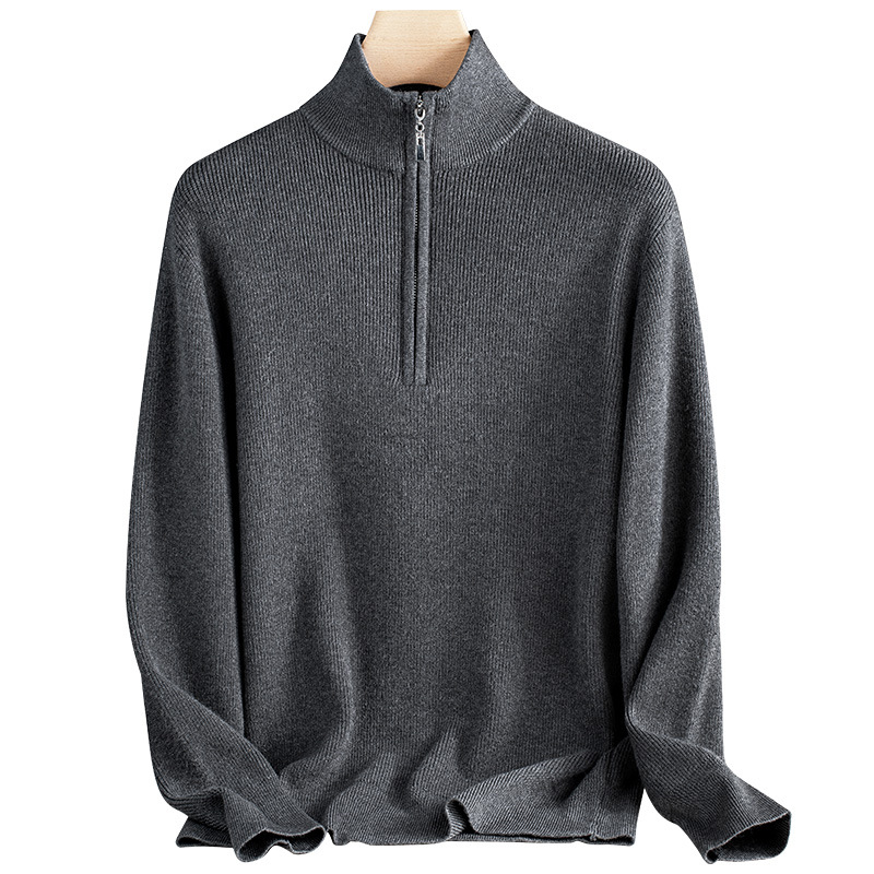럭셔리 울 지퍼 칼라 니트 남성 보온 스킨 스웨터 가을 겨울 전용