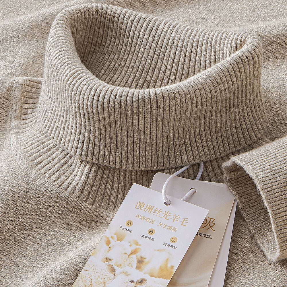 울 가을 겨울 폴라넥 남성용 단색 니트 두꺼운 짜임 니트