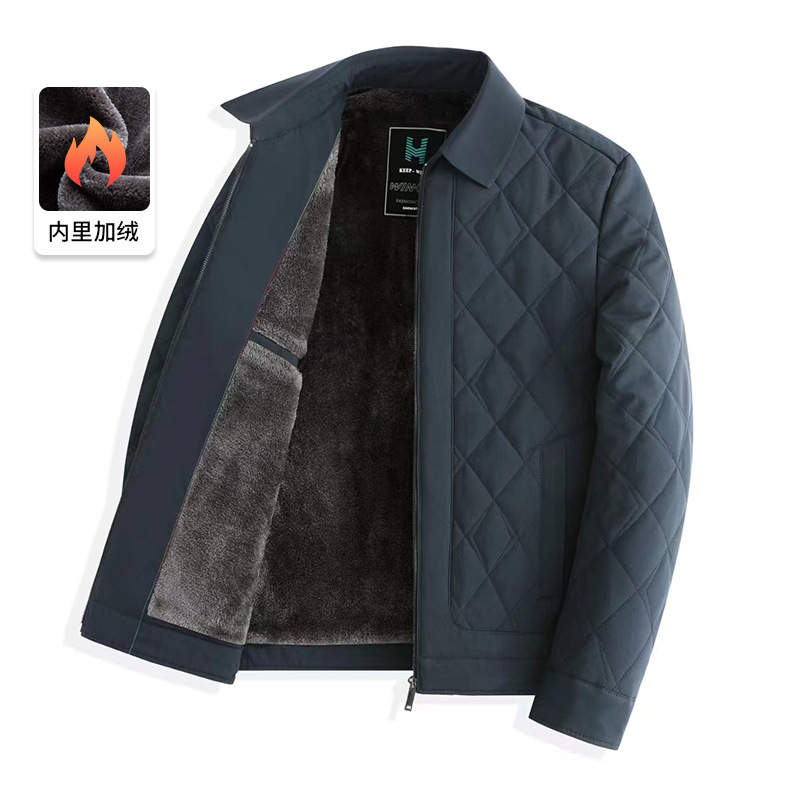 가을과 겨울 기모 도톰한 재킷 솜옷 보온 솜옷중장년층 남성 터틀넥 재킷 솜옷