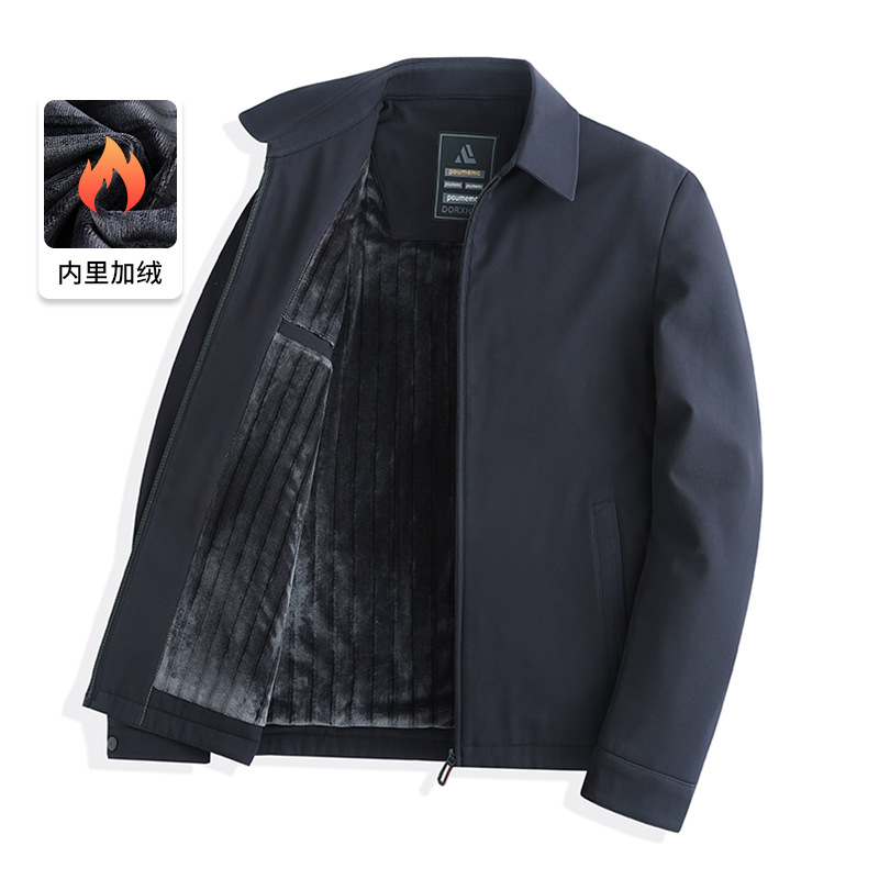 가을과 겨울 기모 도톰한 재킷 솜옷 보온 솜옷중장년층 남성 터틀넥 재킷 솜옷