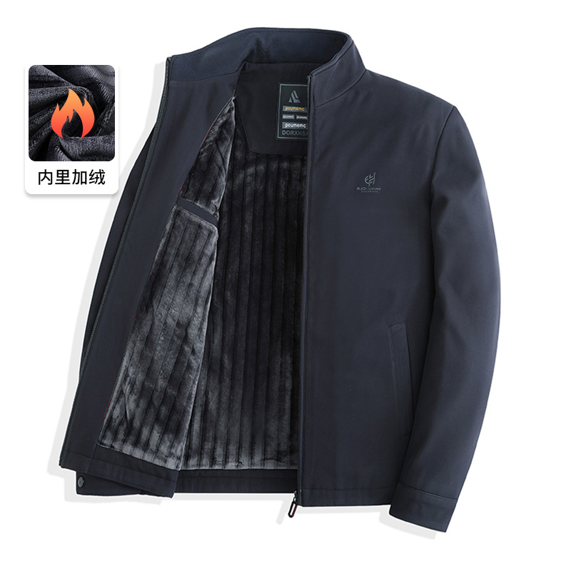 가을과 겨울 기모 도톰한 재킷 솜옷 보온 솜옷중장년층 남성 터틀넥 재킷 솜옷