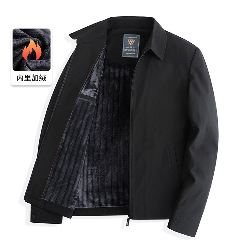 가을과 겨울 기모 도톰한 재킷 솜옷 보온 솜옷중장년층 남성 터틀넥 재킷 솜옷