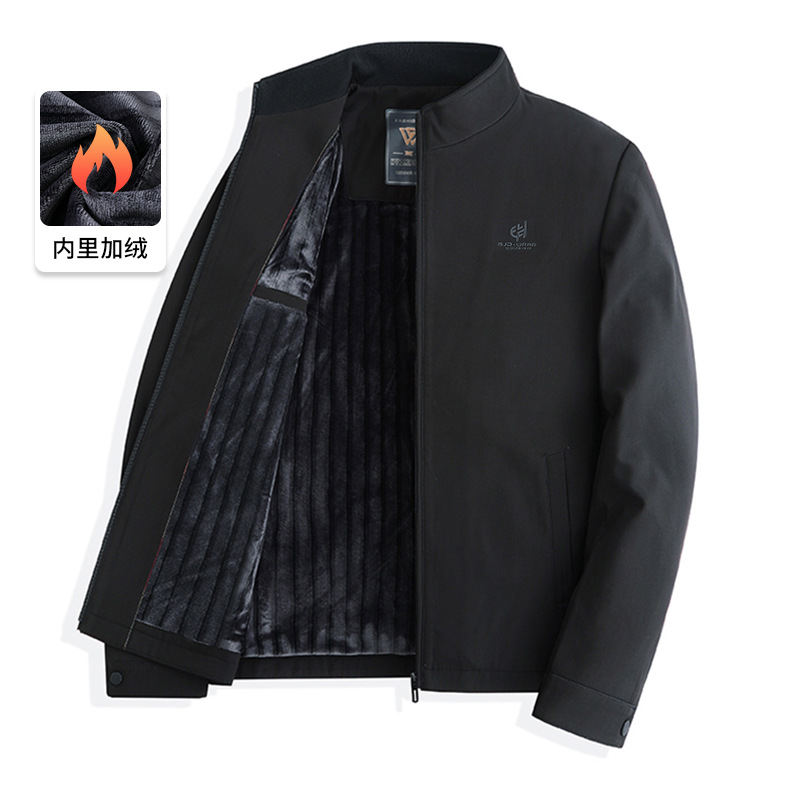 가을과 겨울 기모 도톰한 재킷 솜옷 보온 솜옷중장년층 남성 터틀넥 재킷 솜옷