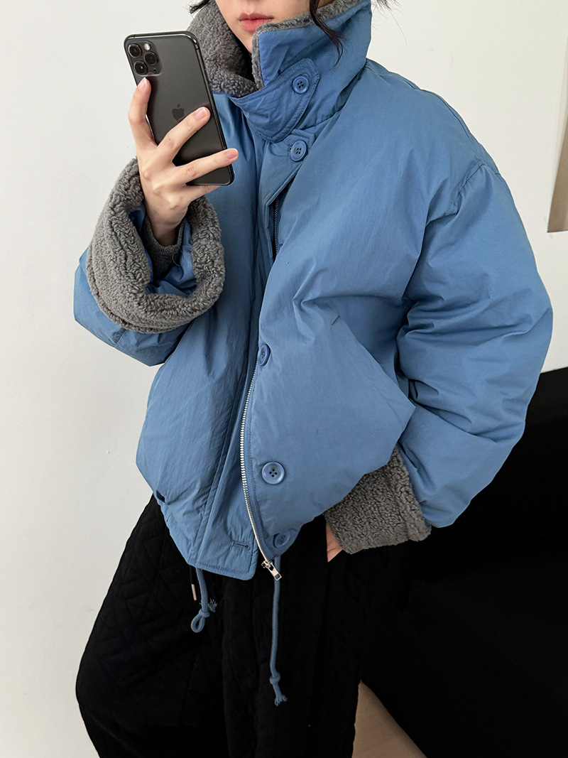 한계 90 화이트 오리털 점퍼 램스털 짜임 캐주얼 패딩