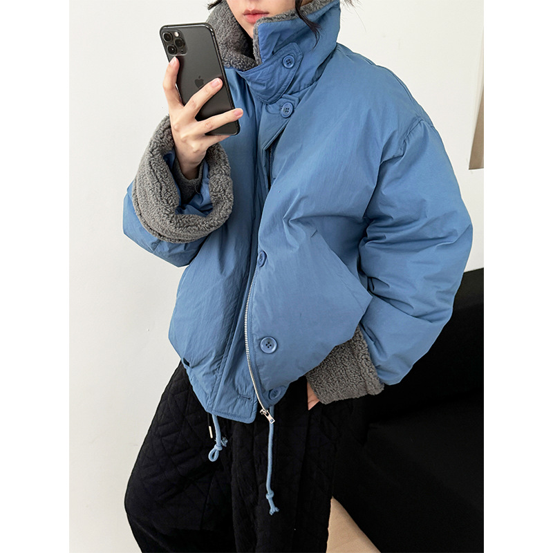 한계 90 화이트 오리털 점퍼 램스털 짜임 캐주얼 패딩