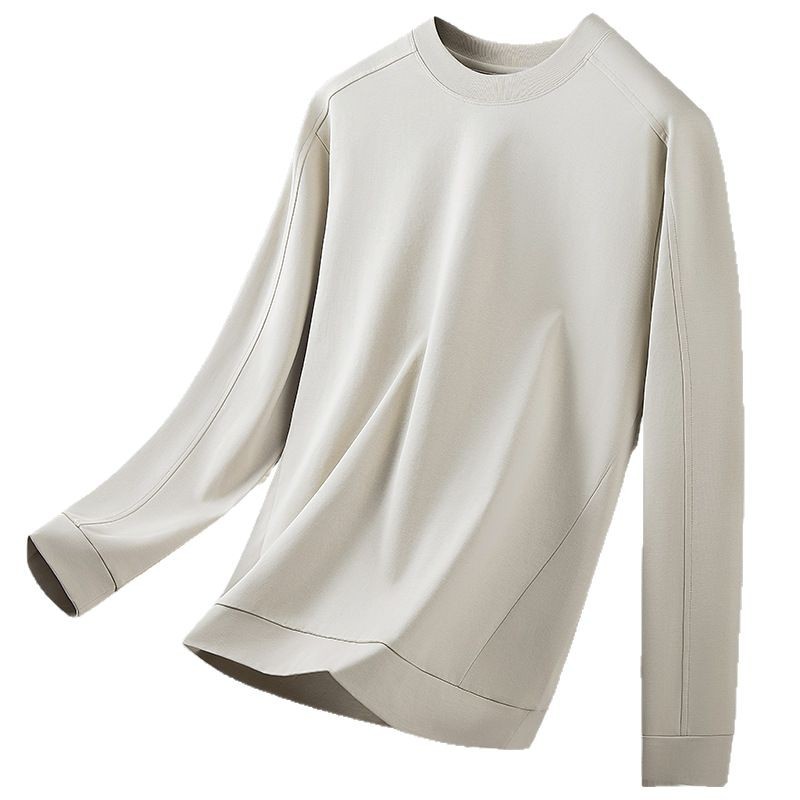 270g 리퀴드 암모니아 실켓 라운드 긴팔 티셔츠 흡습 통기 고급 솔리드 남성 티셔츠맨투맨 2025 봄