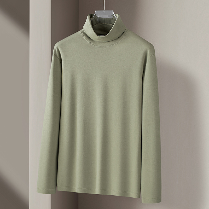 신상 리퀴드 암모니아 실켓면 폴라넥 이너 남성 가을겨울 정전기 방지 긴팔 티셔츠 이너 탑 중간넥