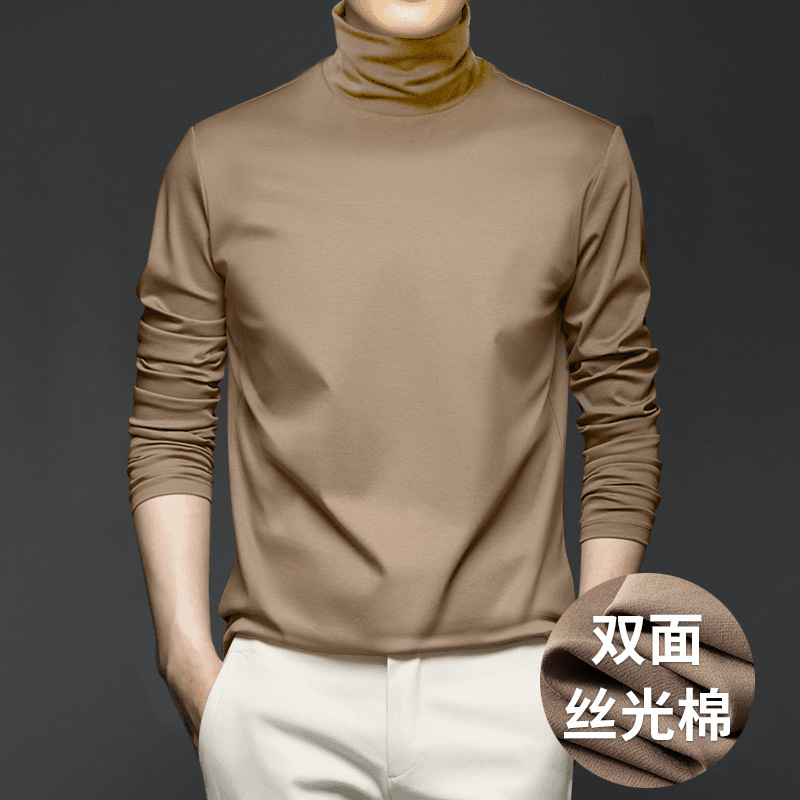 신상 리퀴드 암모니아 실켓면 폴라넥 이너 남성 가을겨울 정전기 방지 긴팔 티셔츠 이너 탑 중간넥