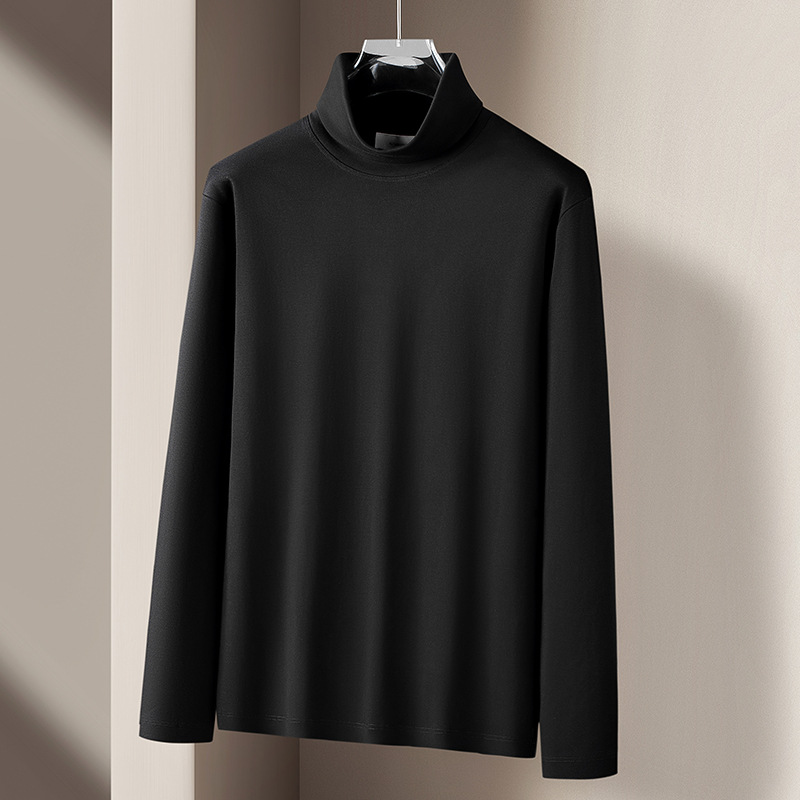 신상 리퀴드 암모니아 실켓면 폴라넥 이너 남성 가을겨울 정전기 방지 긴팔 티셔츠 이너 탑 중간넥