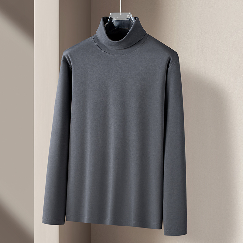 신상 리퀴드 암모니아 실켓면 폴라넥 이너 남성 가을겨울 정전기 방지 긴팔 티셔츠 이너 탑 중간넥