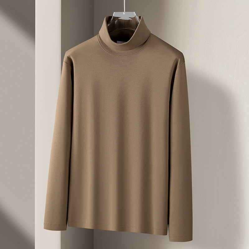 신상 리퀴드 암모니아 실켓면 폴라넥 이너 남성 가을겨울 정전기 방지 긴팔 티셔츠 이너 탑 중간넥