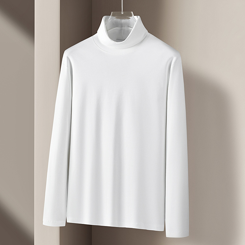 신상 리퀴드 암모니아 실켓면 폴라넥 이너 남성 가을겨울 정전기 방지 긴팔 티셔츠 이너 탑 중간넥