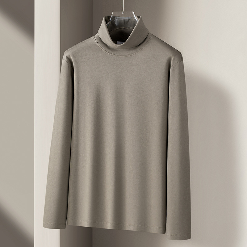 신상 리퀴드 암모니아 실켓면 폴라넥 이너 남성 가을겨울 정전기 방지 긴팔 티셔츠 이너 탑 중간넥