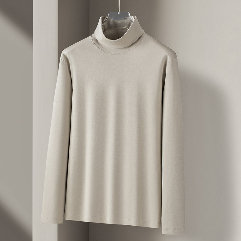 신상 리퀴드 암모니아 실켓면 폴라넥 이너 남성 가을겨울 정전기 방지 긴팔 티셔츠 이너 탑 중간넥