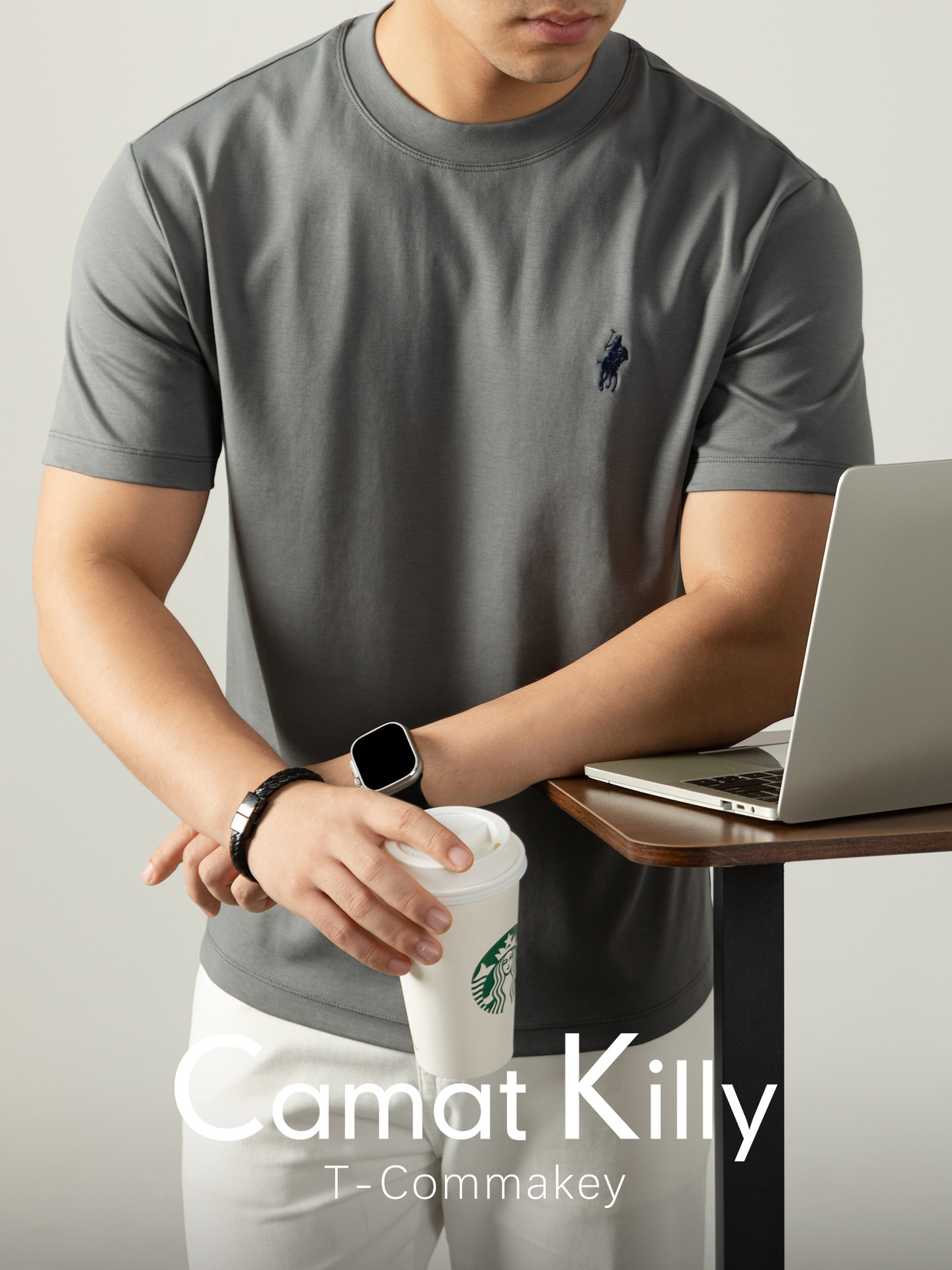 하이엔드 리퀴드 암모니아 실켓 남성 반팔 티셔츠 서머 라운드 칼라 올드 챈 자수 탑 남자