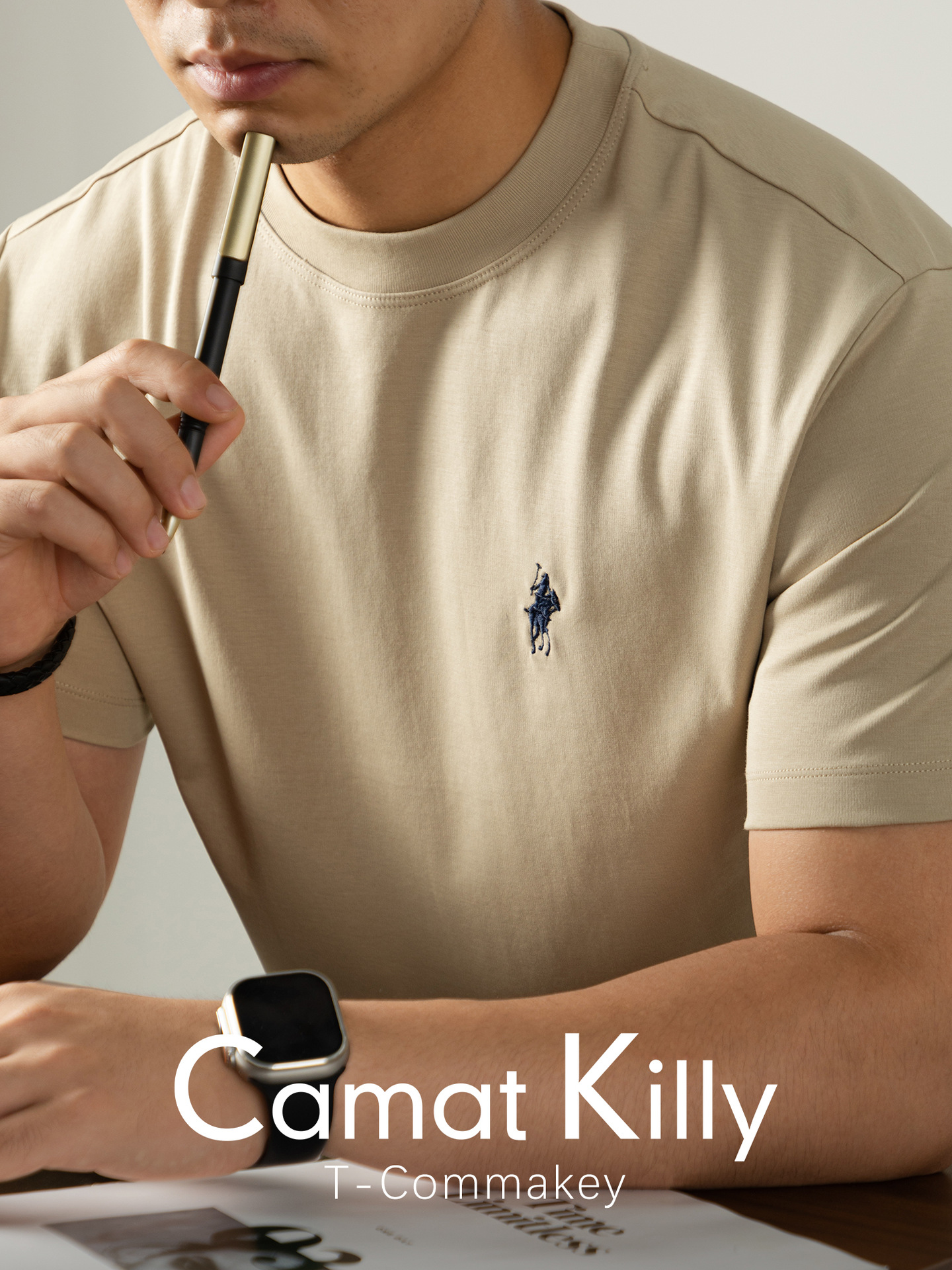 하이엔드 리퀴드 암모니아 실켓 남성 반팔 티셔츠 서머 라운드 칼라 올드 챈 자수 탑 남자