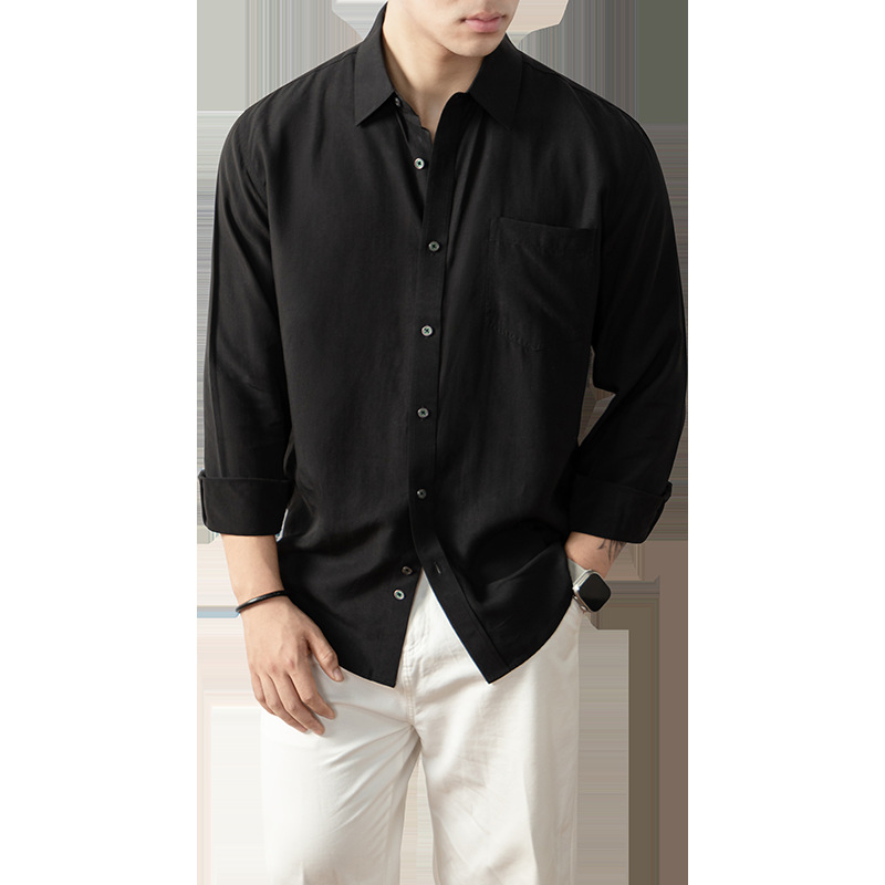 풀컬러 긴 소매 포켓 셔츠 남성들을 위한 가을 비즈니스 통근객