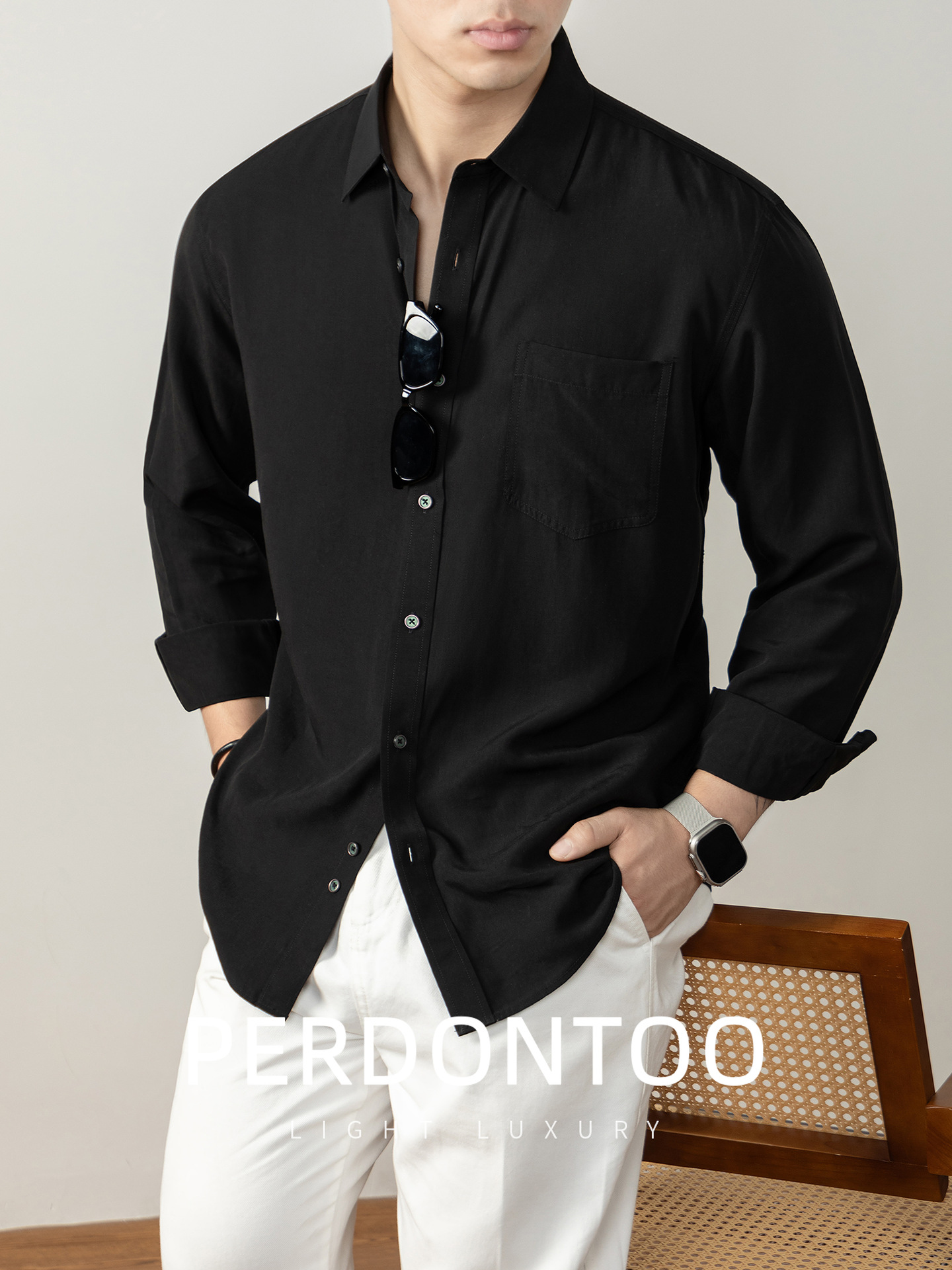 풀컬러 긴 소매 포켓 셔츠 남성들을 위한 가을 비즈니스 통근객