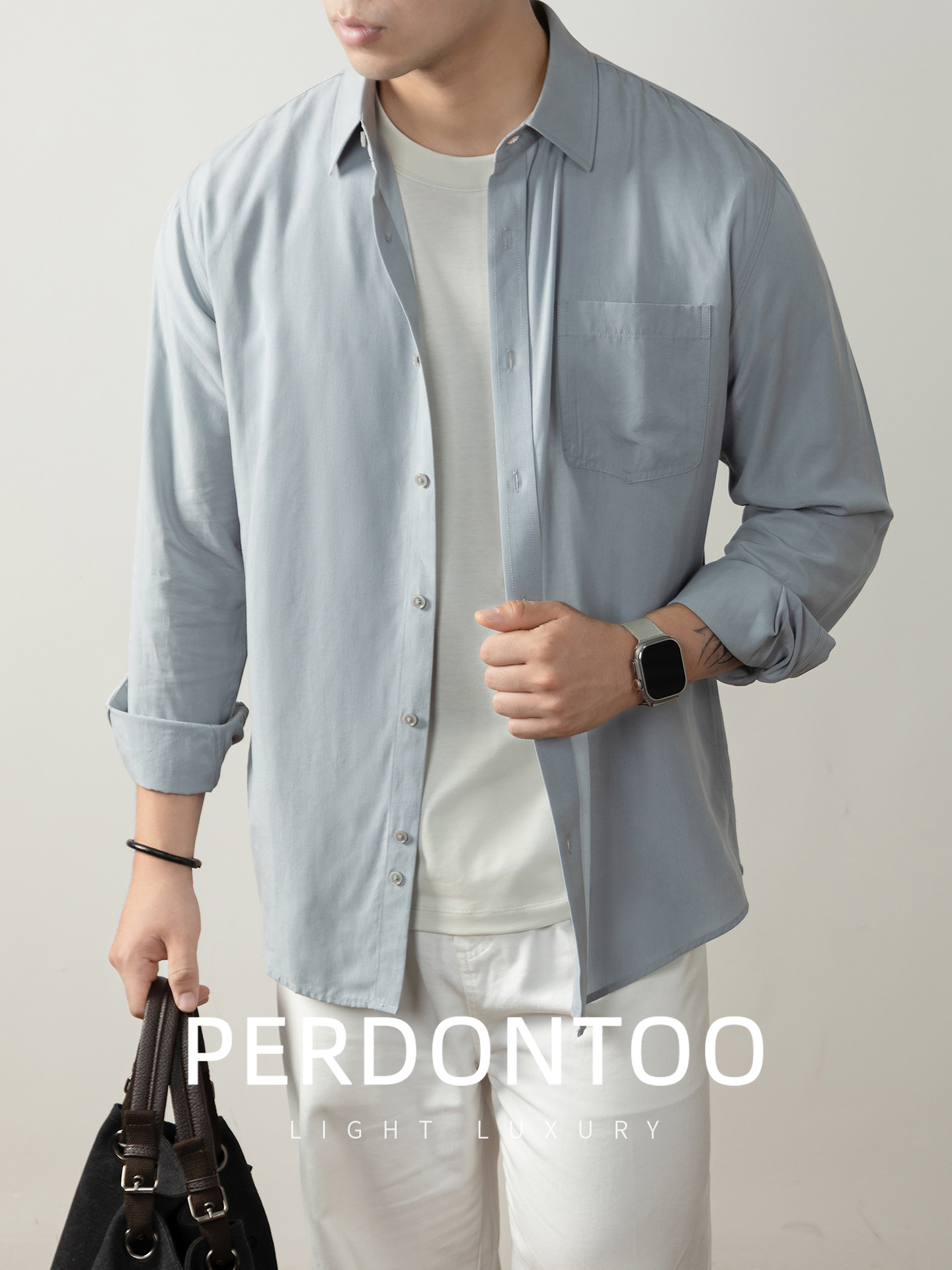 풀컬러 긴 소매 포켓 셔츠 남성들을 위한 가을 비즈니스 통근객