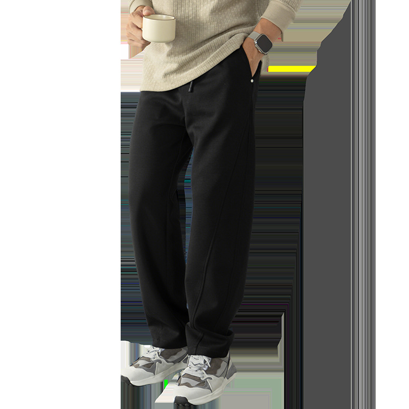 320g 무게감의 도톰한 니트 캐주얼 남성용 가을 겨울 편안한 착 떨어지는 트레이닝 팬츠입니다