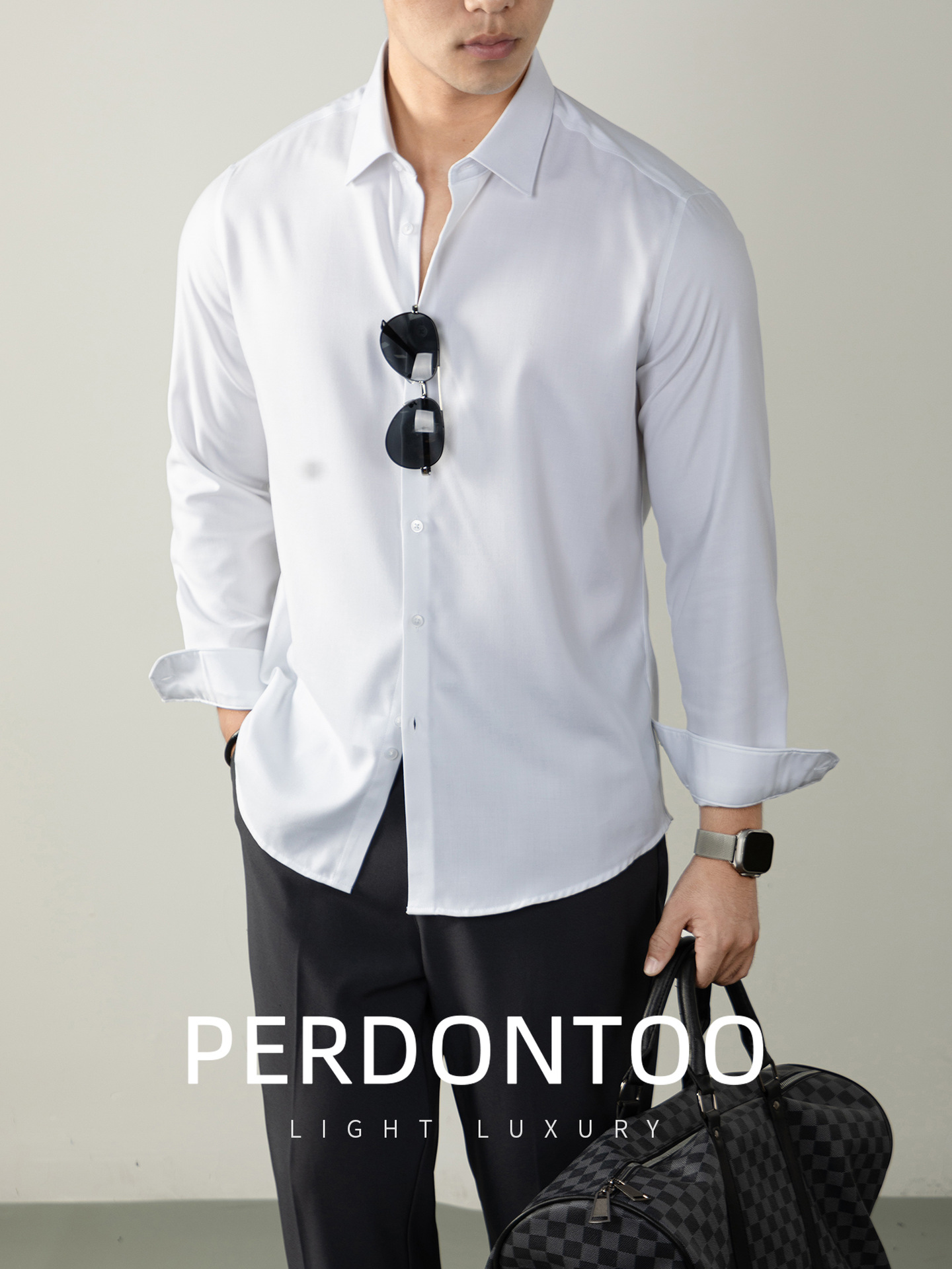 가을 겨울 고급 비즈니스 셔츠 남성 긴팔 실키하고 부드러우며 주름이 잘 가지 않습니다