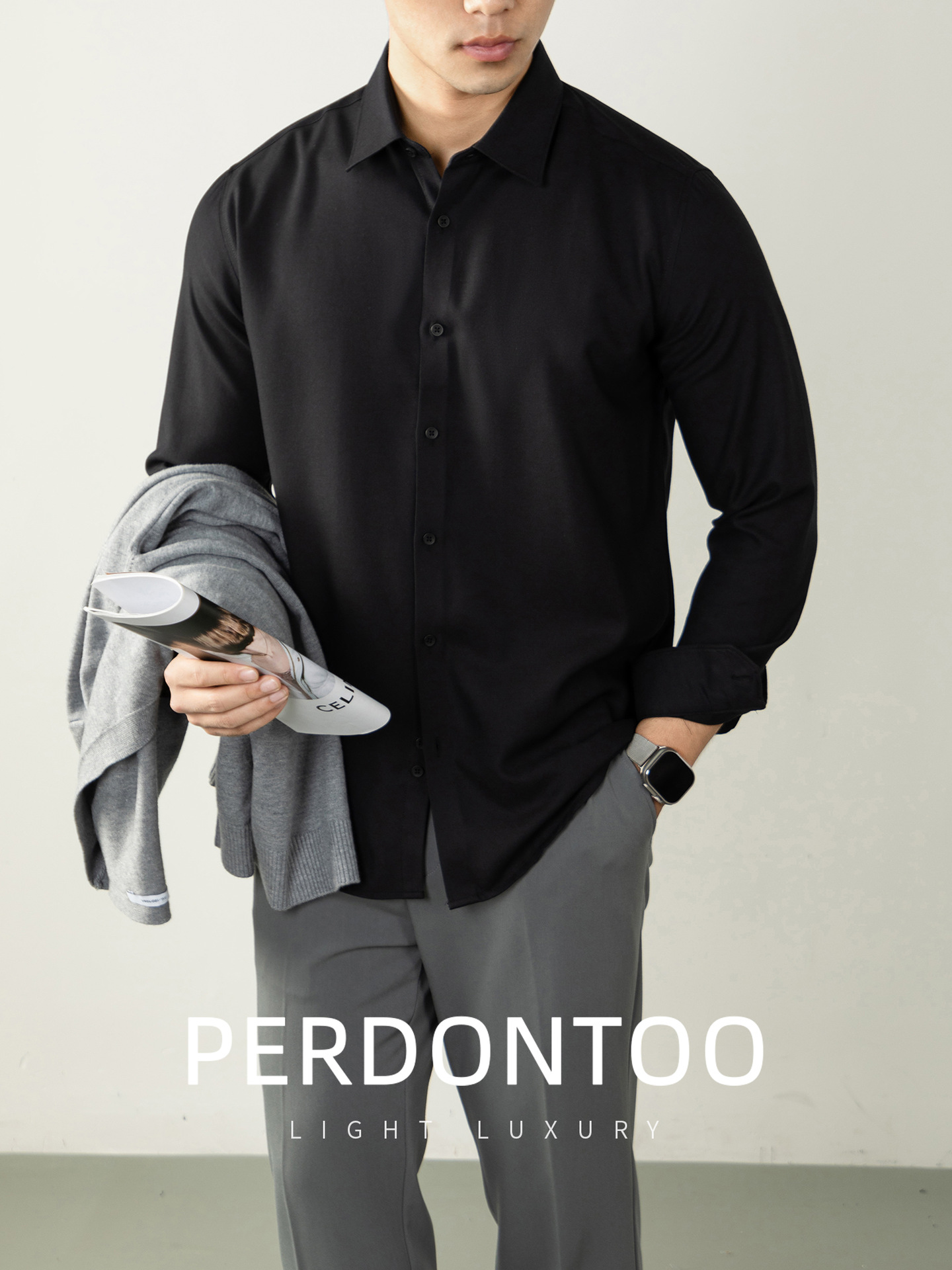 가을 겨울 고급 비즈니스 셔츠 남성 긴팔 실키하고 부드러우며 주름이 잘 가지 않습니다