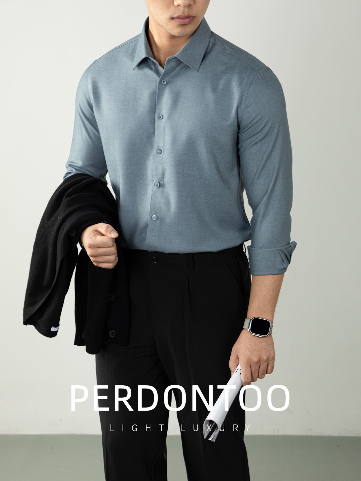 가을 겨울 고급 비즈니스 셔츠 남성 긴팔 실키하고 부드러우며 주름이 잘 가지 않습니다