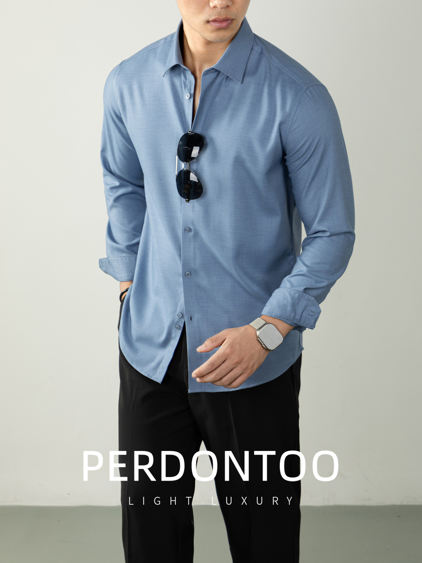 가을 겨울 고급 비즈니스 셔츠 남성 긴팔 실키하고 부드러우며 주름이 잘 가지 않습니다