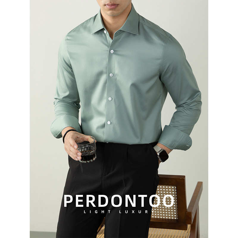 100 코튼 비즈니스 셔츠 윈저 칼라 남성 긴팔 블라우스